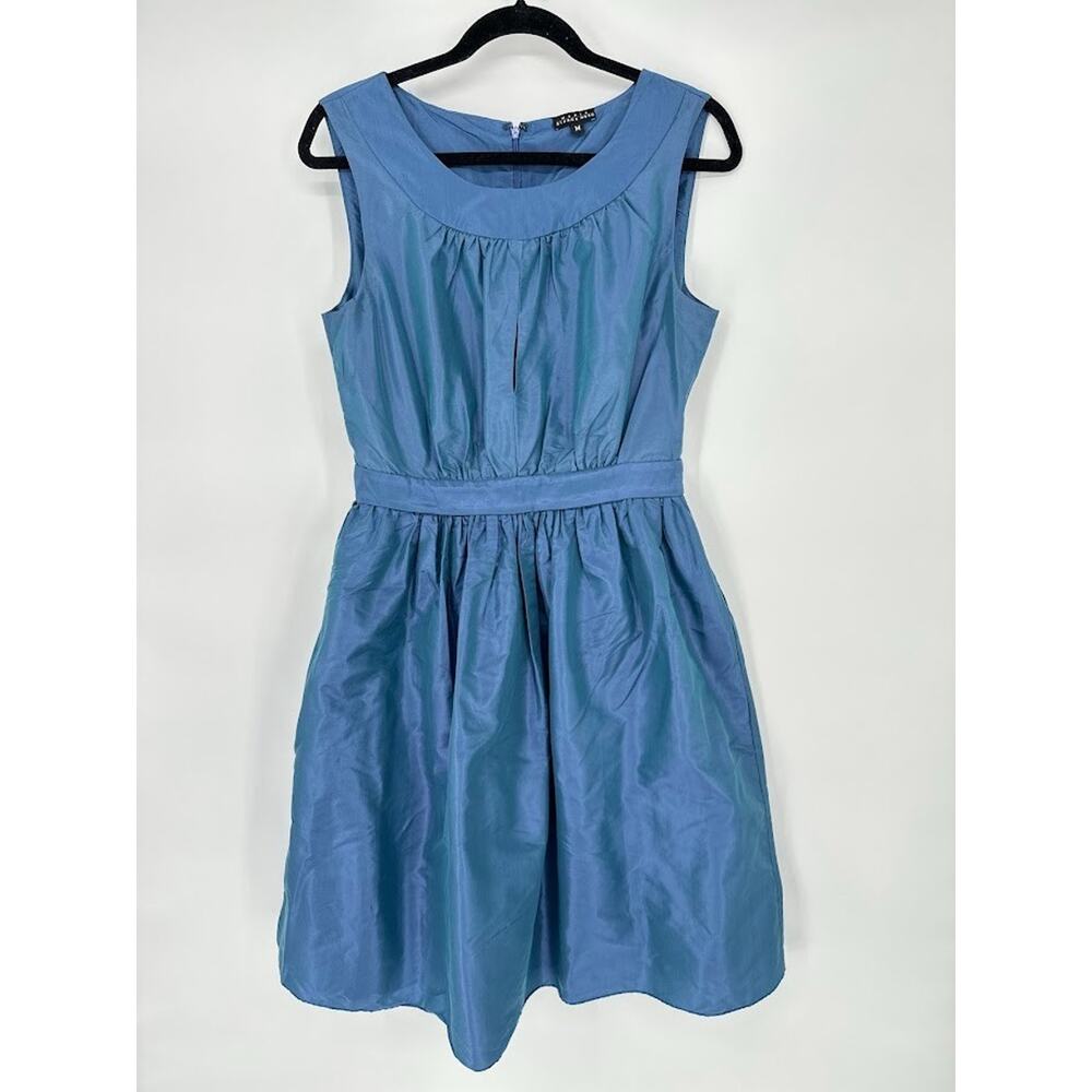 Vintage Maria Bianca Nero Dress‎ Taffeta Silk Iridescent Blue Fit & Flare Party